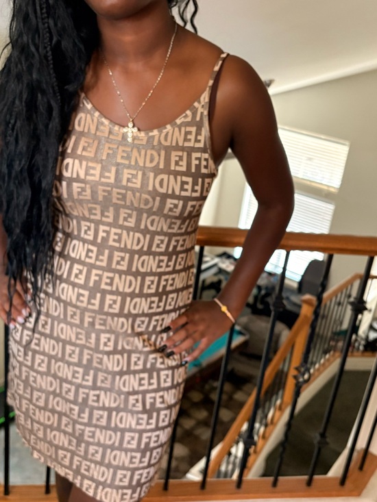 Fendi Dresses & Skirts - Fendi Brown Logo Slip Mini Dress